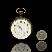 Gold-plated metal pocket watch with inscription