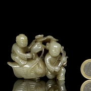 Jade figure ‘Children and Goose’, Qing dynasty