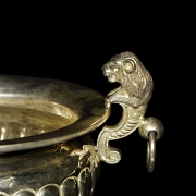 Mexican silver centerpiece with leonine handles, Tane, 20th century