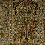 Alfombra kachemir seda pura, diseño Ghom, s.XX