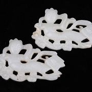 Pareja de placas de jade blanco