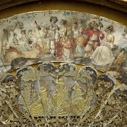 Abanico de nácar on escena palaciega, s.XX