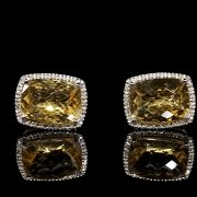 Pendientes en oro blanco de 18K con citrinos y diamantes