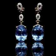 Pendientes en oro amarillo de 18k con topacios y diamantes