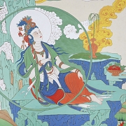 Pintura china “Guanyin de Agua y Luna”, con firma Zhang Daqian