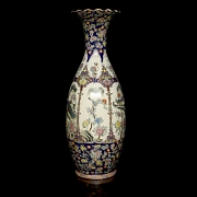 Gran jarrón de cerámica policromada familia rosa