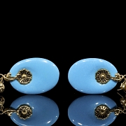 Earrings in 18kt yellow gold with turquoise - 1