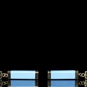 Pendientes con movimiento, en oro amarillo de 18 k y turquesa