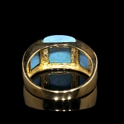 Anillo con turquesas en oro amarillo de 18 kt