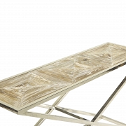 Console in oak wood with decapé finish and steel feet - 4