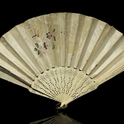 Abanico de seda y hueso, s.XIX-XX