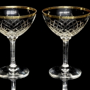 Conjunto de seis copas de licor con filo dorado, s.XX - 3