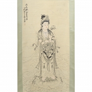 中国画《观音莲花图》，张大千款 - 1