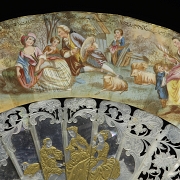 绘有浪漫场景的扇子，19世纪 - 1