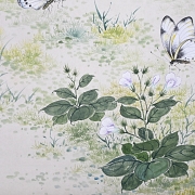Chinese painting “Butterflies on flowers,” signed Lu Xiaoman
