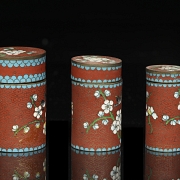 Tres recipientes de cloisonné, s.XX - 1