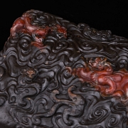 Nanhong agate seal ‘Clouds and Dragons’, Qing dynasty