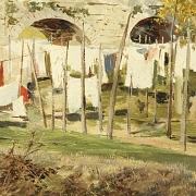 Jose Lupiañez y Carrasco (1864-1933) ‘Washerwomen on the Bridge of Segovia’