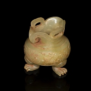 Incensario de jade blanco tallado, periodo Reinos Combatientes