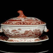 Sopera con bandeja de porcelana, s.XX