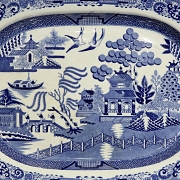 柳树纹托盘，石质瓷器，斯塔福德郡，十九世纪