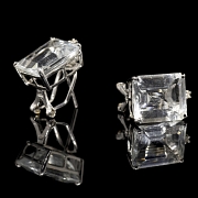 Pendientes en oro blanco de 18k, con aguamarina y diamantes