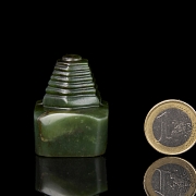 Spinach green jade ‘Pagoda’ seal, Qing dynasty