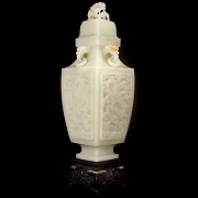 Jarrón de jade blanco de Hetian 