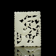 Carved jade plaque, ‘Bird and Flowers,’ Qing dynasty