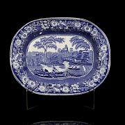 柳树纹“野玫瑰”托盘，斯塔福德郡，19世纪