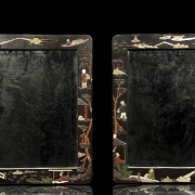Pair of inlaid wooden mirrors, Qing dynasty. - 8