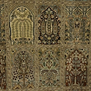 Alfombra kachemir seda pura, diseño Ghom, s.XX