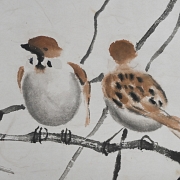 Chinese painting ‘Sparrows on Branches’, signed by Xu Beihong
