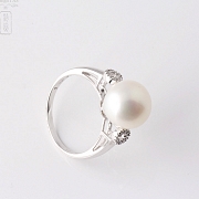 18k 白金钻石珍珠戒指 - 2