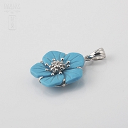 绿松石18K白金挂坠 - 1