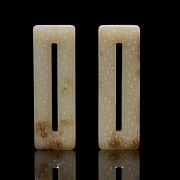 Pair of rectangular jade plaques, Qing Dynasty
