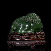 Pareja de figuras de jade verde espinaca 