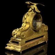 Mantel clock in bronze and porcelain, France, 19th century.