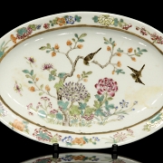 Rose family porcelain tray ‘Birds and Peonies’, with Guangxu mark - 1