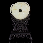 Disco Bi de jade blanco de Hetian 