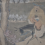 Pintura china “Sabio en paisaje rocoso”, con firma Zhou Chen - 4