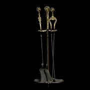 Set of fireplace accessories, 20th century