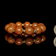 Pulsera de cuentas de ágata Nanhong, dinastía Qing