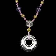 Collar con cuentas de cuarzo y bronce dorado, periodo Reinos Combatientes