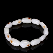 Conjunto de collar y pulsera de cuentas de jade blanco de Hetian, s.XX