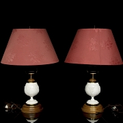 Levinton, Pareja de lámparas opalina, USA, s.XX - 1