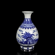 Jarrón Yuhuchun de porcelana en azul y blanco 