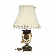 Porcelain and bronze table lamp, ‘Gallant Scenes,’ 20th century