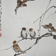 Chinese painting ‘Sparrows on Branches’, signed by Xu Beihong
