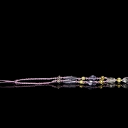 Collar con cuentas de cuarzo y bronce dorado, periodo Reinos Combatientes